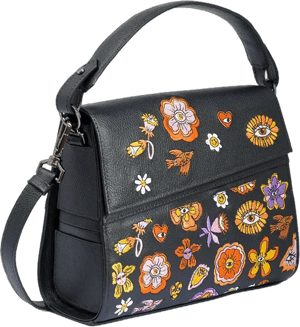 Anastasio Mini Leather Crossbody Handbag with Vintage Bloom Embroidery