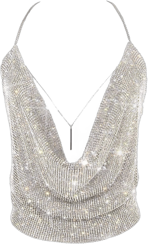 Luxexy Women's Sparkly Rhinstone Deep V Neck Crop Tank Tops