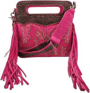 Wrangler Ladies Tooled Fringe Crossbody Bag
