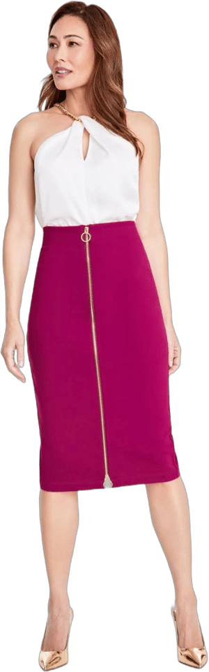 INC International Concepts Women's Ponte Zip-Front Pencil Skirt