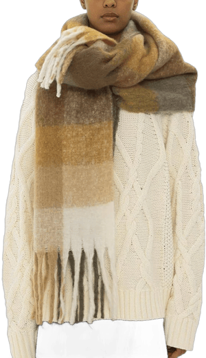 Women OUNIYA Big Chunky Plaid Scarf Colorful Checked Oversized Thick Scarves Soft
