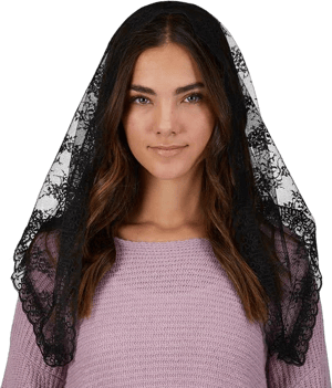 Traditional Lace Chapel Veil with Pouch