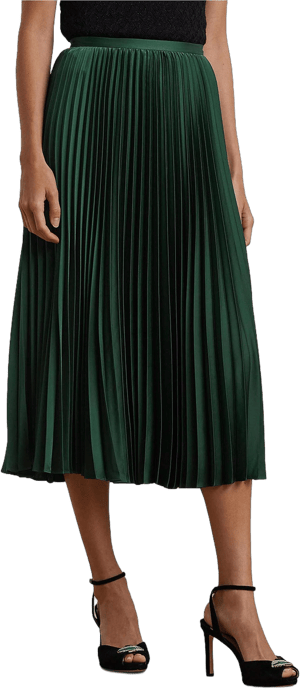 Ralph Lauren Women's Pleated Satin Charmeuse Midi Skirt