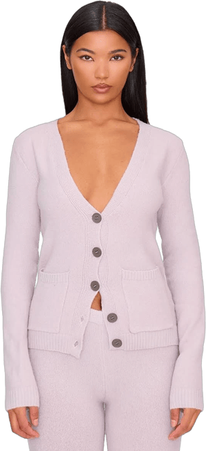 Women's Purple Basic Knit Button Up Cardigan