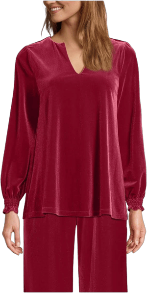 Lands' End Women's Long Sleeve Velvet Blouse