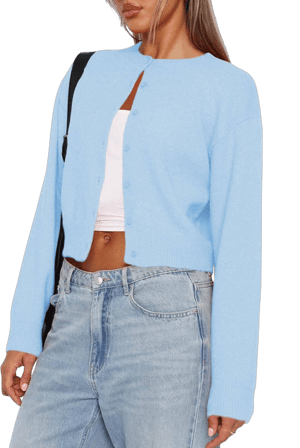 Women's Cropped Long Sleeve Knit Cardigan