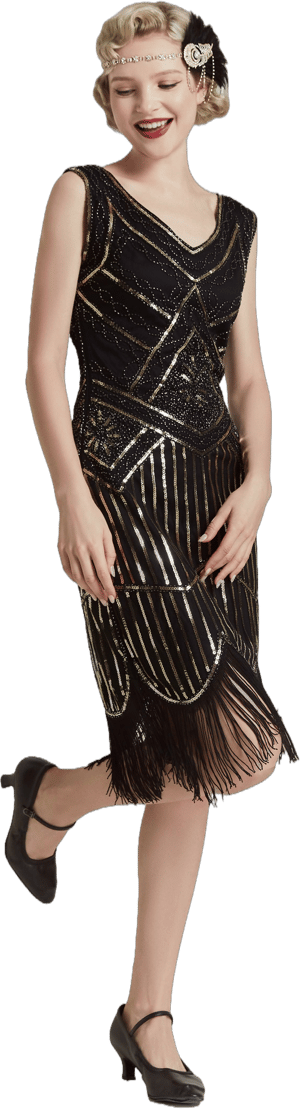 BABEYOND 1920s Fringed Sequin Flapper Dress