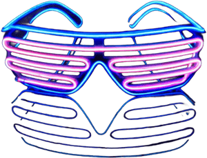 PINFOX Shutter El Wire Neon Rave Glasses Flashing LED Sunglasses Light Up Costumes For 80s