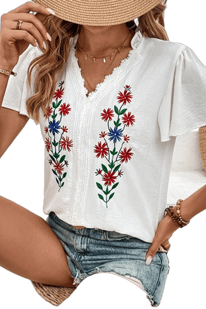 Lily Clothing Floral Embroidered Blouse