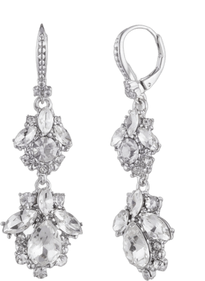 Marchesa Crystal Cluster Double Drop Earrings