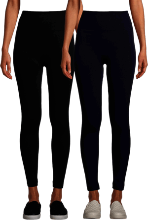 Feathers Women's High Waisted Seamless Fleece Leggings 2-Pack