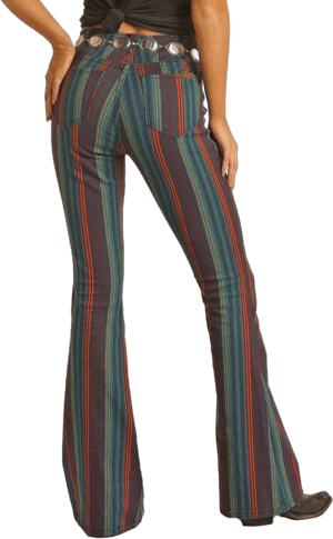Rock and Roll Denim Women's Mid Rise Stiped Pull-On Jeans