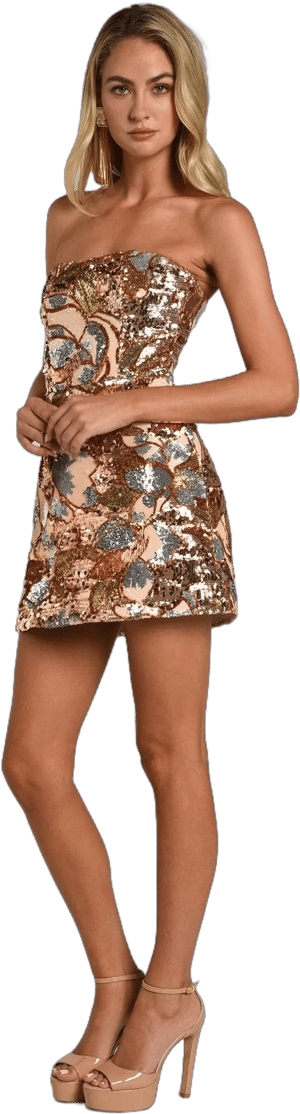 HELSI Linda Strapless Sequin Mini Dress