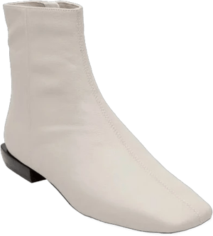 Paolo square-toe boot crafted sleek faux leather white flat ankle bootie 4.5