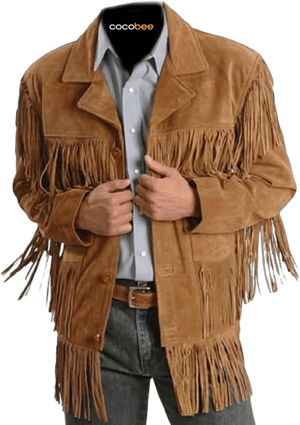 John Western Men's Traditional Cowboy Western Leather Jacket with Fringe
