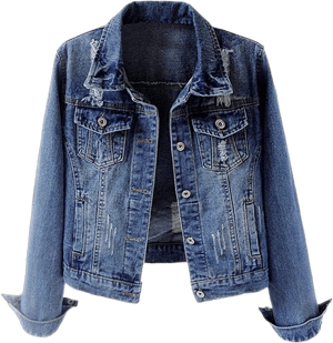 Kedera Women's Distressed Ripped Long Sleeve Denim Jacket