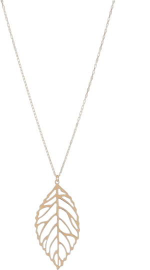 14K Yellow Gold Cutout Leaf Pendant Necklace