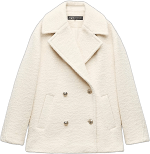 Zara Women's Double-Breasted Bouclé Coat