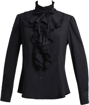 Taiduosheng Women Shirts Lace Ruffle Neck Stand-Up Collar Victoria Ruffle Bow BlouseLong Sleeve OL Shirt Tops US S-US 2XL