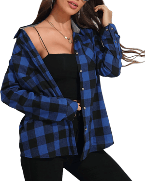 Women's Oversized Buffalo Plaid Flannel Shirt