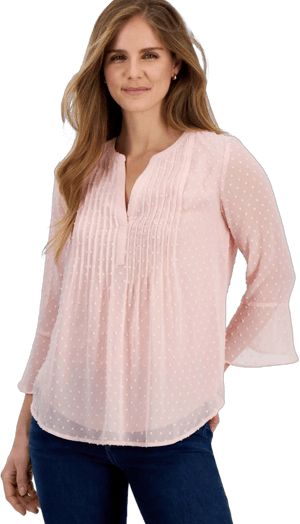 Style & Co Women's Textured Pintuck Ruffle Sleeve Top