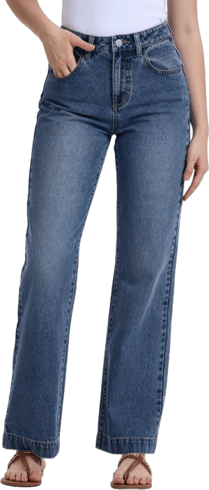 Vaquevilla Women's High Waisted Straight Wide Leg Jeans with Tummy Control