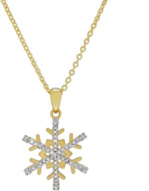 Macy's Cubic Zirconia Snowflake Pendant Necklace in Gold