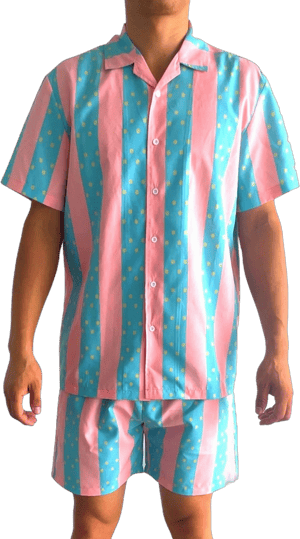 80's Movie Ken Button Up Shirt and Shorts Set