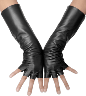 Les Debutantes Fingerless Mid Length Leather Gloves