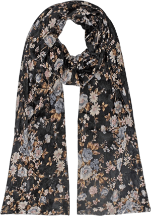 Luxury Divas Vintage Floral Print Velvet Winter Scarf