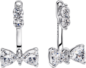 Pandora Sterling Silver Sparkling Bow Drop Earrings