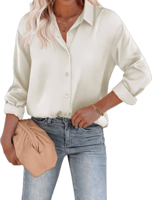 Women's Satin Silk Button Down Shirt