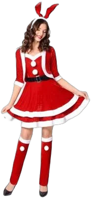 Women's Velvet Mrs Claus Costume with Belt Shawl