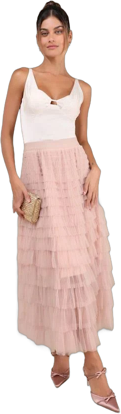 Lulus Tiered Tulle Maxi Skirt