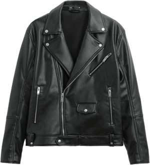 Zara Men's Faux Leather Biker Jacket