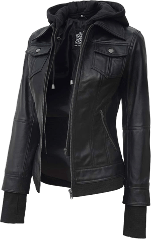 Lambskin Leather Hooded Jacket