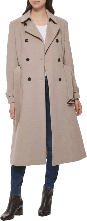 Cole Haan Women's Flared Trench Slick Wool Coat