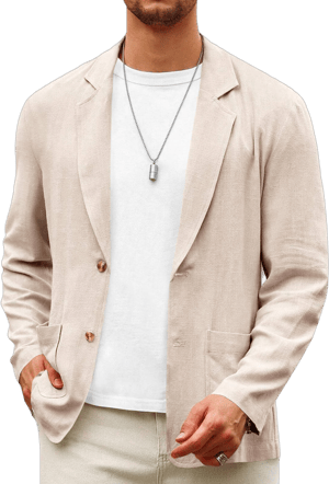 Men's Slim Fit Linen Two Button Suit Jacket