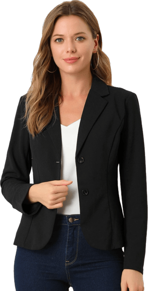 Allegra K Women's Notched Lapel Collar Stretch Work Office Jacket Blazer