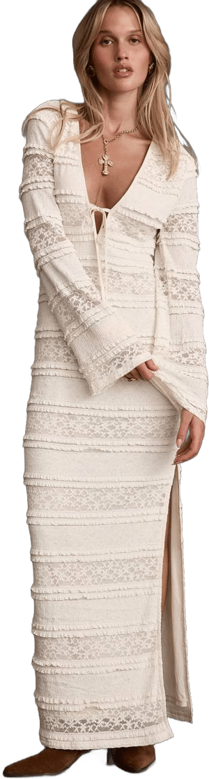 12th Tribe Long Sleeve Lace Maxi Dress