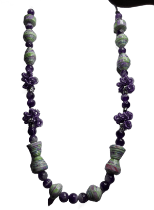 Paper Bead and Coil Bead Necklace