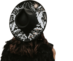 Wide Brim Black Crow Fedora