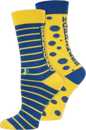 John’s Crazy Socks Mismatched Spreading Happiness Crew Socks Blue