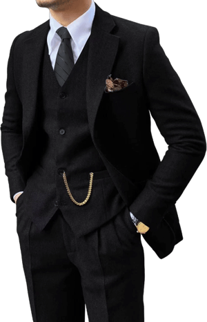Men's Slim Fit Herringbone Tweed Suit