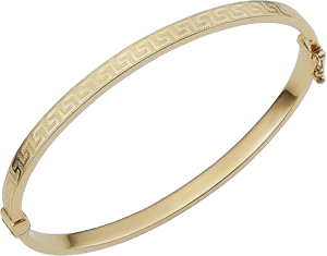 14K Solid Yellow Gold Greek Key Bangle