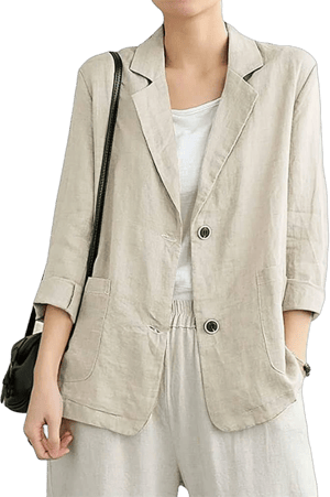 Women's Loose Casual Cotton Linen Blazer