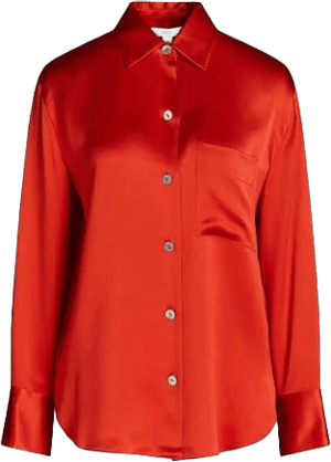 Vince. Silk-satin crepe shirt - Women - Orange Tops - XS