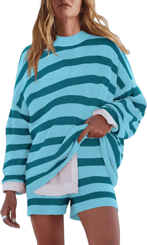 LAMISSCHE Women's Oversized Striped Pajama Set