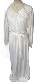 Vtg 70s Deep ivory Dress Grecian Goddess Draped Cocktail Party Maxi Long