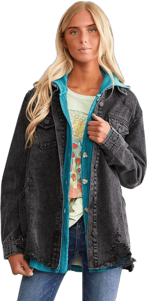 BKE Women's Distressed Denim Jacket